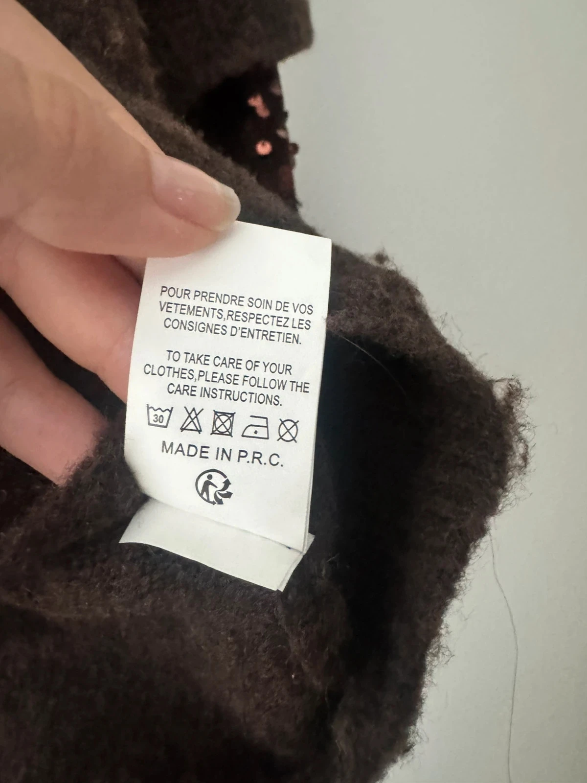 Chaqueta de punto marrón con mangas de lentejuelas y corazón bordado - Talla Única (TU) – photo 7